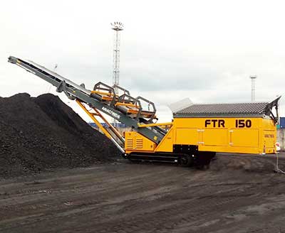 Anaconda FTR150 Feed Conveyor stockpiling coal product in russia