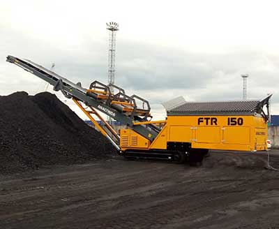 Anaconda FTR150 Feeding Conveyor stockpiling coal product