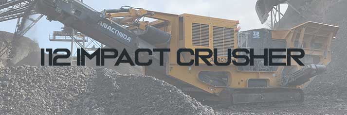 Anaconda I12 impact mobile crusher unit and chamber with conveyor working at a quarry site as a stone and mobile rock crusher